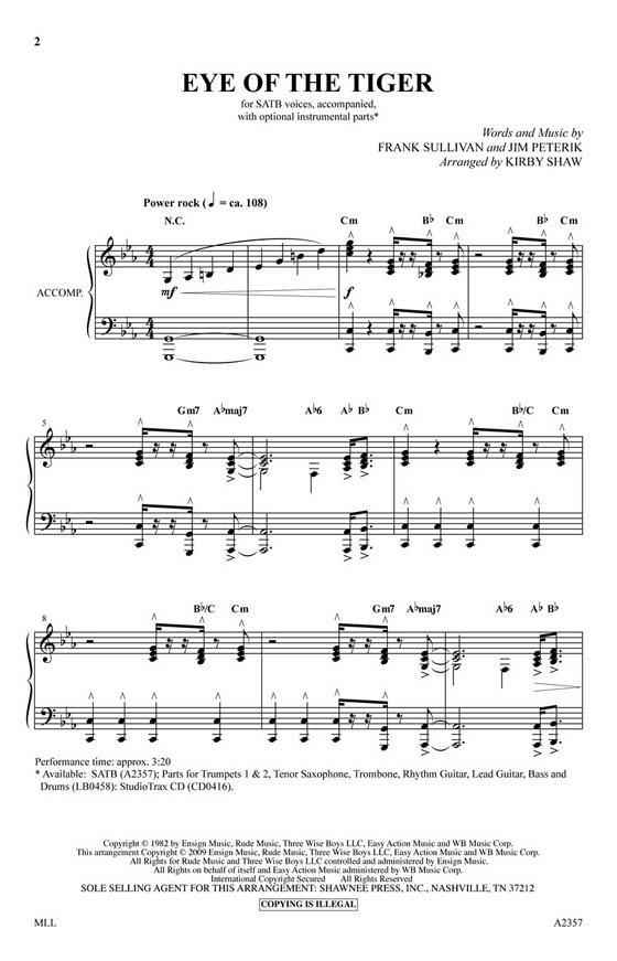 【Eye of the Tiger】SATB 【Eye of the Tiger】SATB