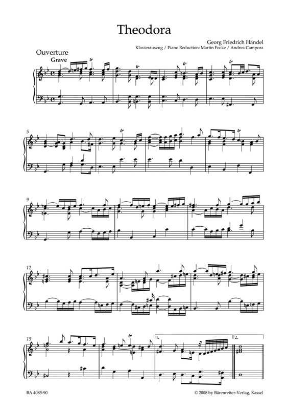 Handel【Theodora , Oratorio in Three Parts , HWV 68 】Vocal Score , Klavierauszug