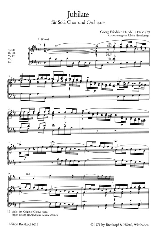 Handel【Jubilate für den Frieden von Utrecht(Der 100. Psalm) HWV 279】für Soli,Chor und Orchester Handel【Jubilate für den Frieden von Utrecht(Der 100. Psalm) HWV 279】für Soli,Chor und Orchester
