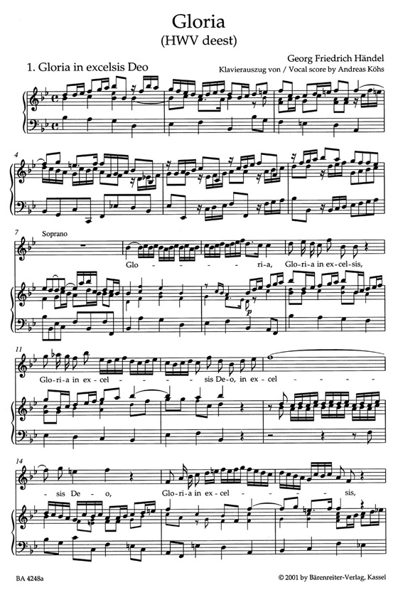 Handel【Gloria , HWV deest】Klavierauszug , Vocal Score Handel【Gloria , HWV deest】Klavierauszug , Vocal Score