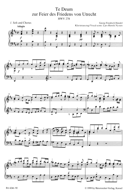 Handel【Utrechter Te Deum , HWV 278】Klavierauszug , Vocal Score