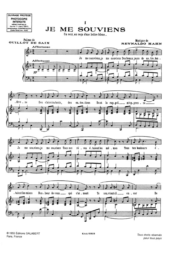 Hahn【Neuf melodies retrouvees】pour Chant & Piano