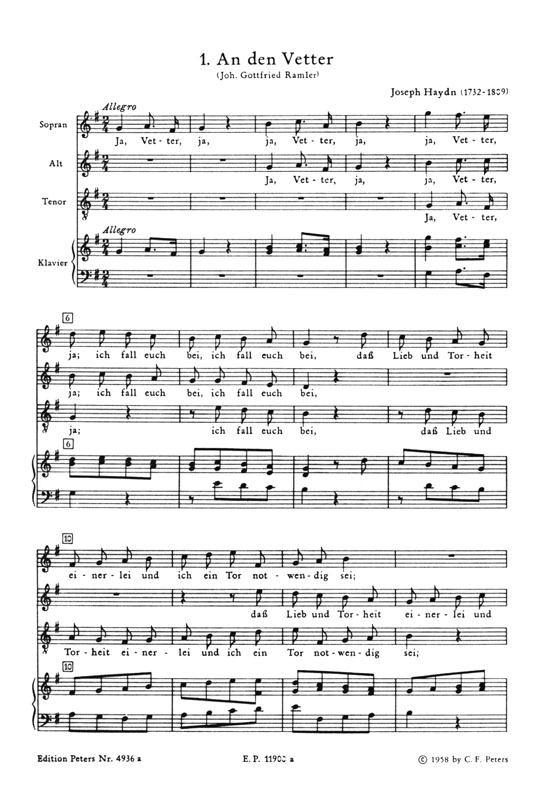 Haydn【Dreistimmige Gesänge】Partitur