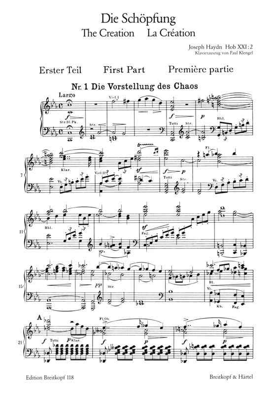 Haydn【Die Schöpfung , Hob XXI : 2】Ortorium für Soli, Chor und Orchester ,  Klavierauszug , Piano Vocal Score