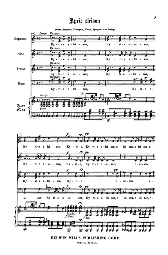 Haydn【Mass in Time of War in C Major , Paukenmesse】for Soli, Chorus and Orchestra , Choral Score