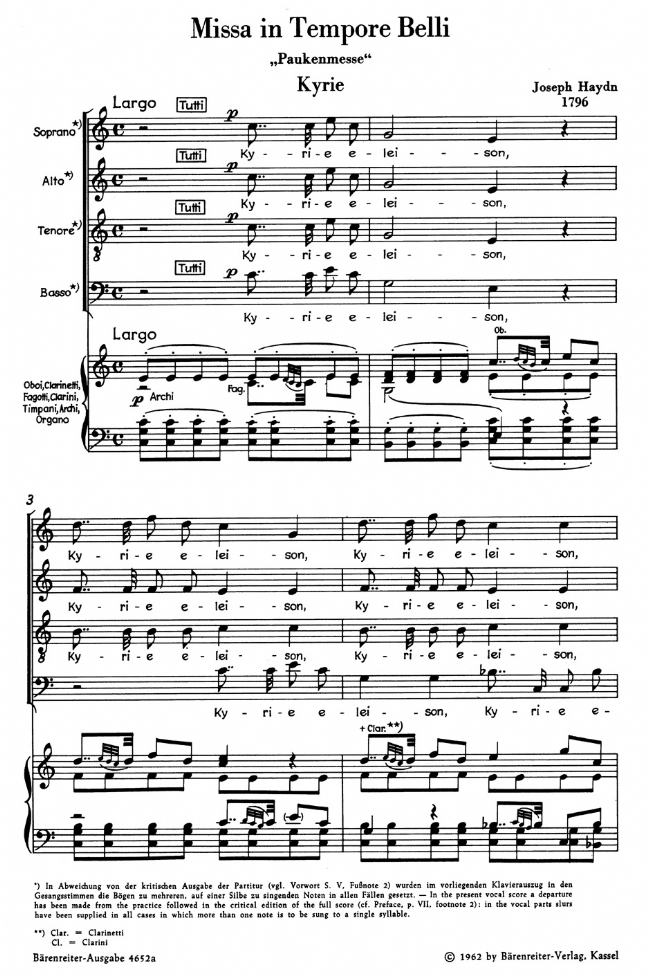 Haydn【Missa Cellensis , Hob. ⅩⅦ : 8】Klavierauszug , Vocal Score