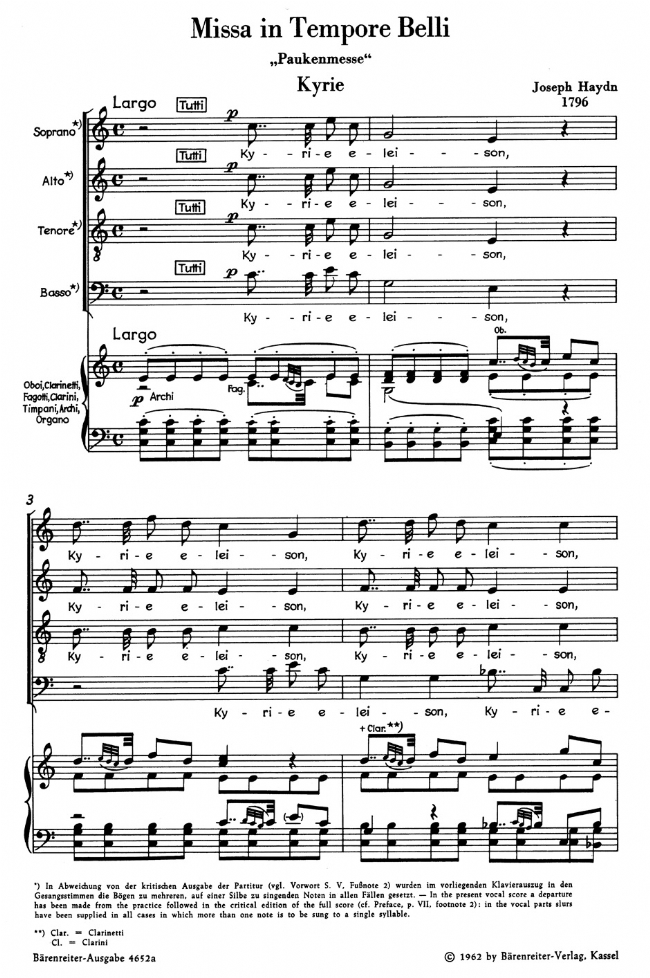 Haydn【Missa Cellensis , Hob. ⅩⅦ : 8】Klavierauszug , Vocal Score Haydn【Missa Cellensis , Hob. ⅩⅦ : 8】Klavierauszug , Vocal Score