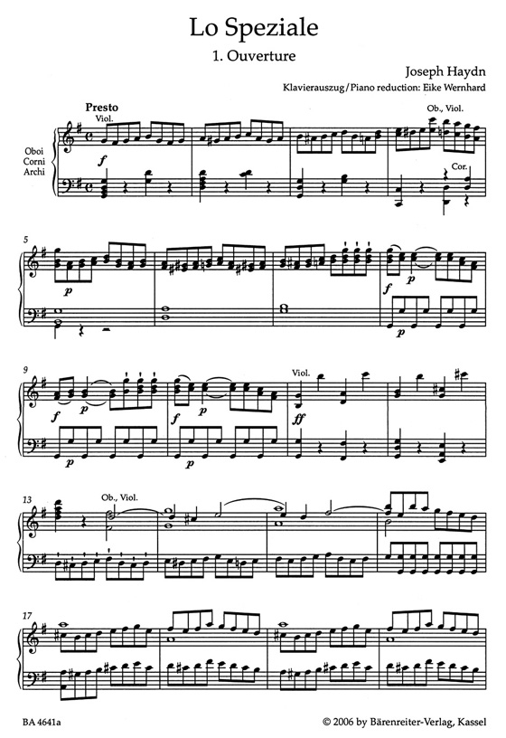 Haydn【Lo Speziale- Der Apotheker , Hob. XXVIII : 3】Klavierauszug , Vocal Score