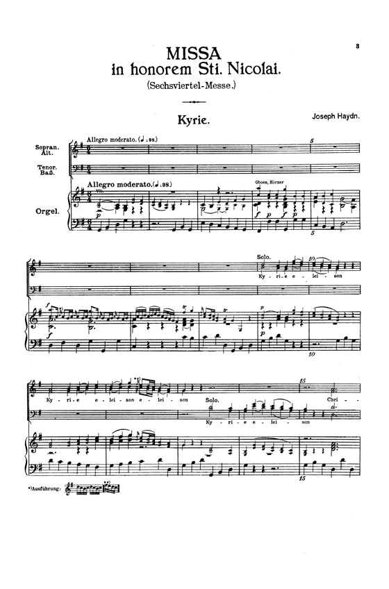 Haydn【Mass in Honor of Saint Nicholas in G Major】for Soli, Chorus and Orchestra with Latin text , Choral Score