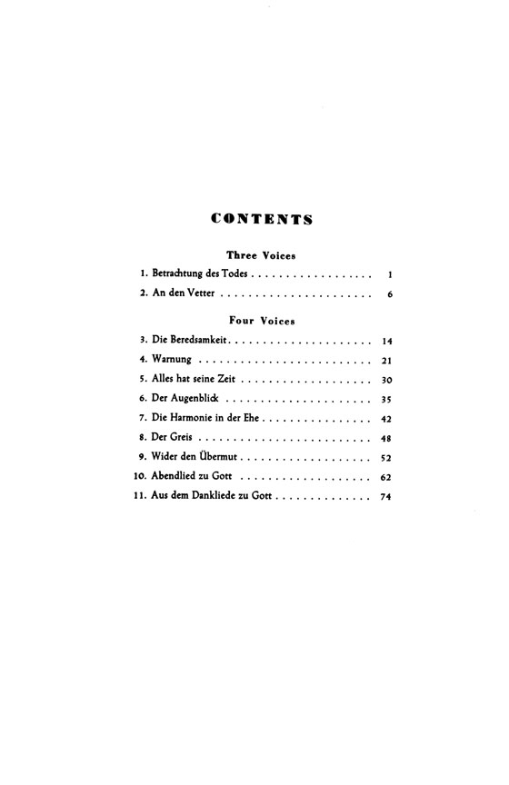 Haydn【Three and Four Part Songs】for Three and Four Part Voices with German text , Choral Score