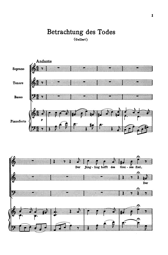 Haydn【Three and Four Part Songs】for Three and Four Part Voices with German text , Choral Score