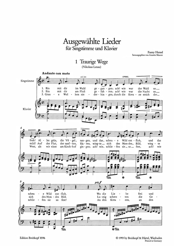 Hensel【Ausgewählte Lieder】für Singstimme und Klavier , Band Ⅱ