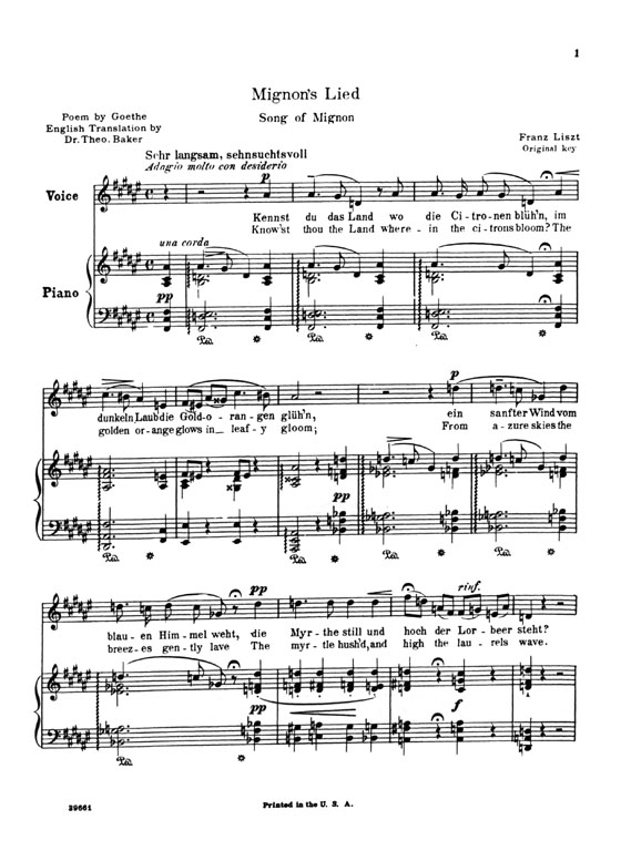 Liszt【Twelve Songs with Piano Accompaniment】for High Voice