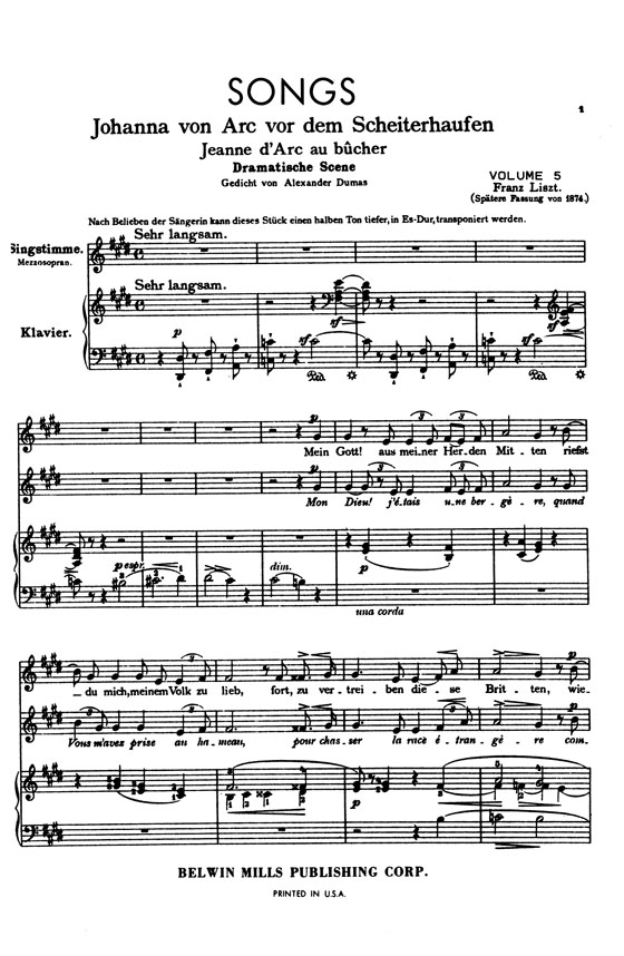 Liszt【Songs In Six Volumes , Volume 5 , Numbers 1-25 】Miniature Score