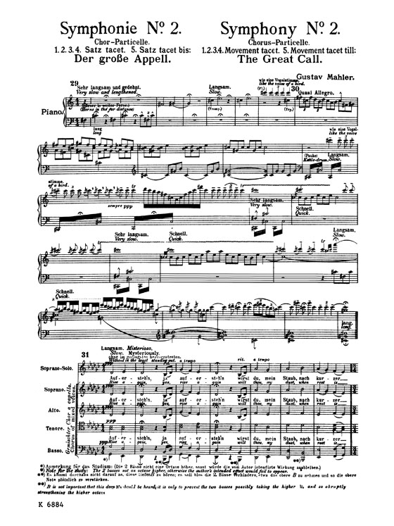 Mahler【The Great Call】from Symphony No. 2 with German and English text , Chorus Parts Mahler【The Great Call】from Symphony No. 2 with German and English text , Chorus Parts