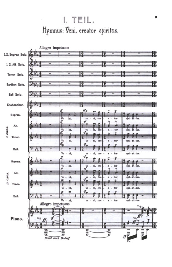 Mahler【Symphony No. 8 in E-Flat】for Soli, Boys Chorus, Chorus and Orchestra with Latin and German text , Vocal Score