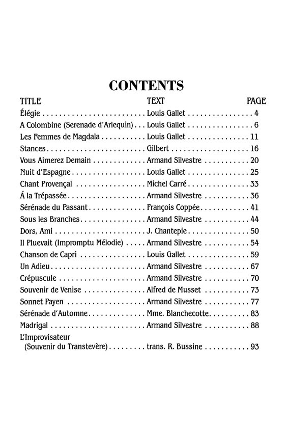 Massenet【Songs , Volume Ⅰ】For High Voice Massenet【Songs , Volume Ⅰ】For High Voice