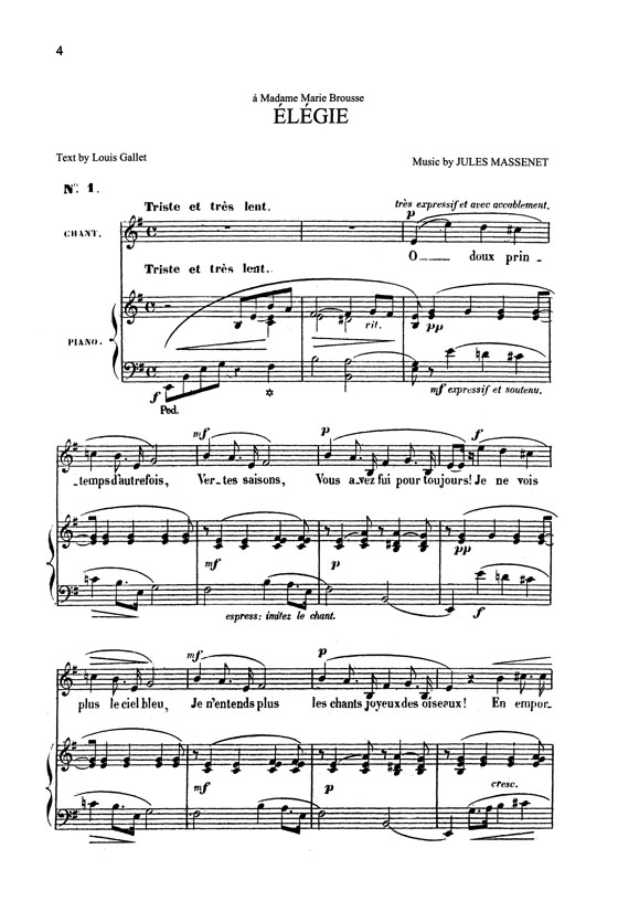 Massenet【Songs , Volume Ⅰ】For Medium／Low Voice