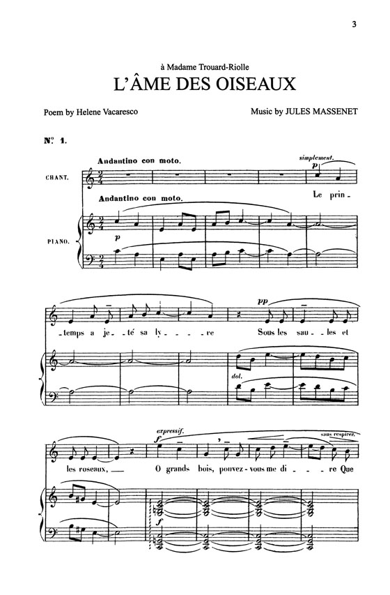 Massenet【Songs , Volume Ⅳ】For Medium／Low Voice