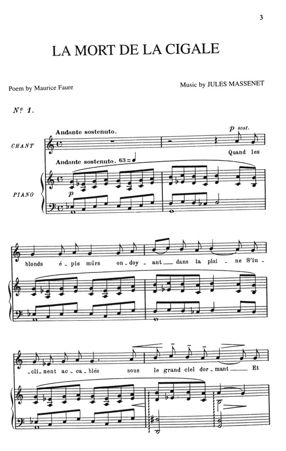 Massenet【Songs , Volume Ⅶ】For Medium／Low Voice