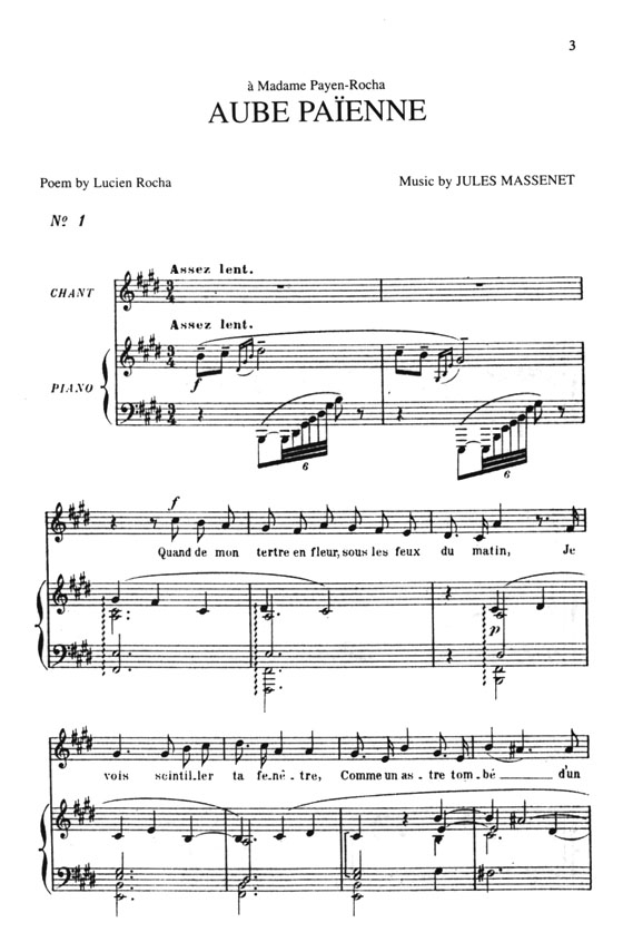 Massenet【Songs , Volume Ⅷ】For Medium／Low Voice