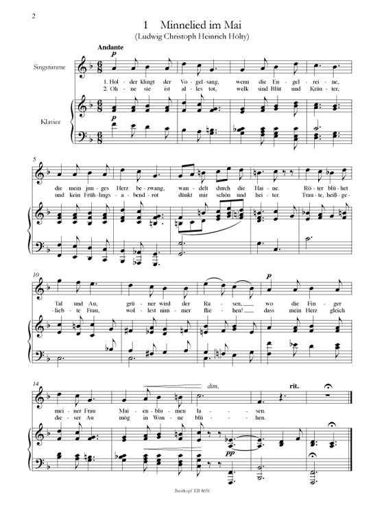 Mendelssohn Bartholdy【Lieder】für Singstimme und Klavier , Band 1