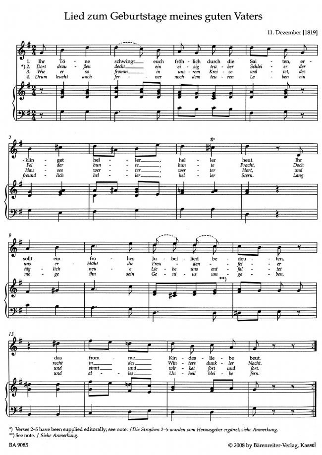 Mendelssohn Bartholdy【Lieder】für hohe und mittlere Stimme und Klavier
