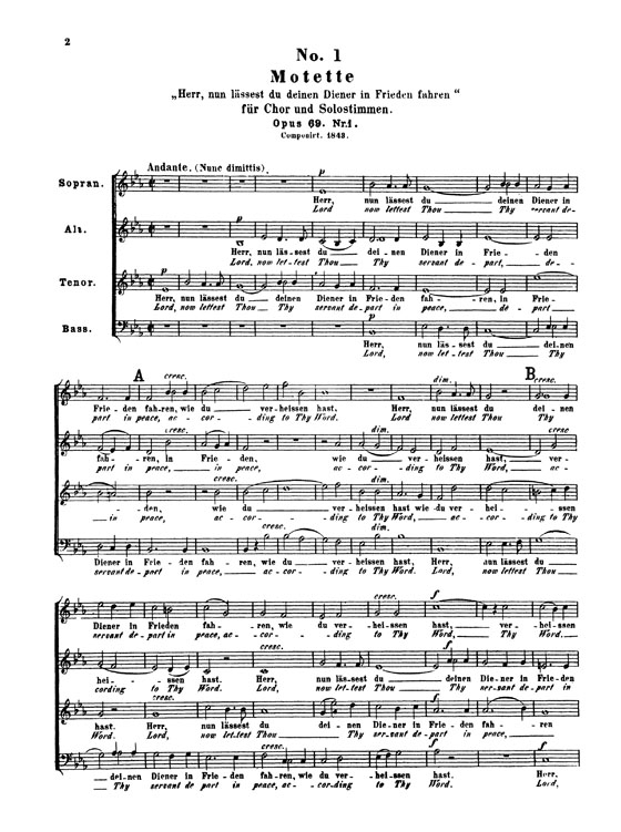 Mendelssohn【Four Sacred Choruses】for Chorus, A Cappella with German and English text