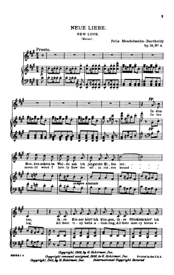 Mendelssohn【16 Selected Songs】For High Voice