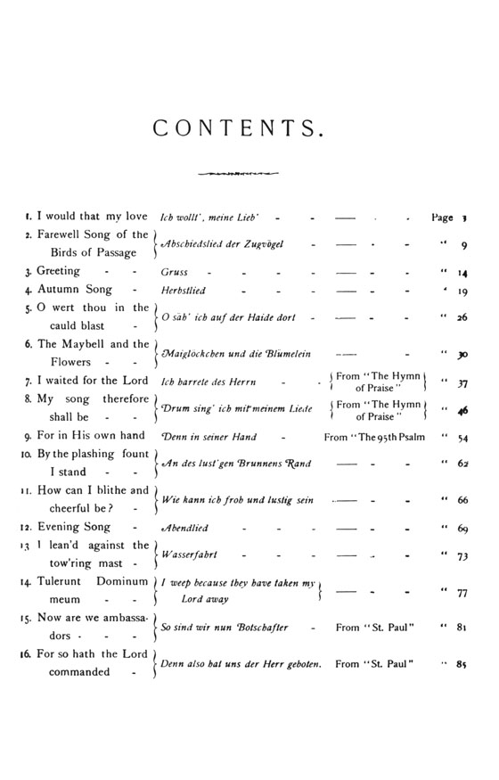 Mendelssohn【Sixteen Two-Part Songs】