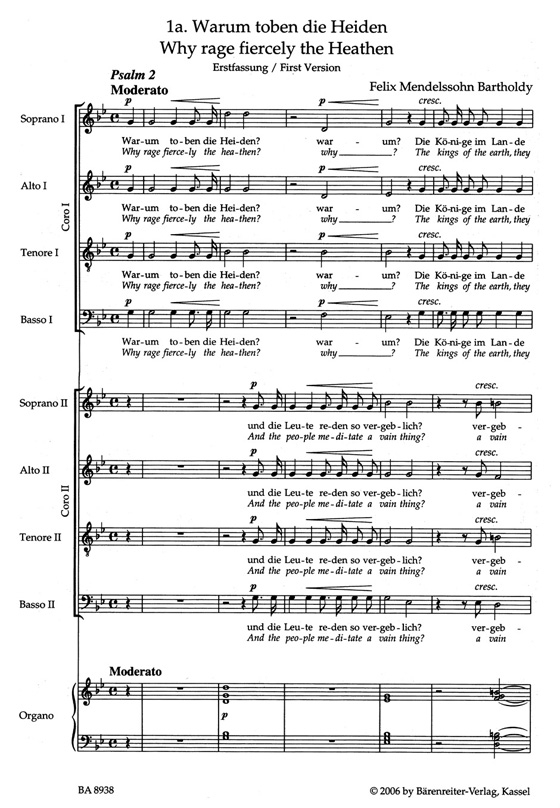 Mendelssohn Bartholdy【Warum toben die Heiden , Psalm 2】Partitur／Score