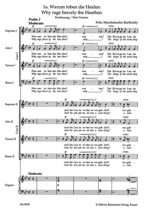 Mendelssohn Bartholdy【Warum toben die Heiden , Psalm 2】Partitur/Score Mendelssohn Bartholdy【Warum toben die Heiden , Psalm 2】Partitur/Score