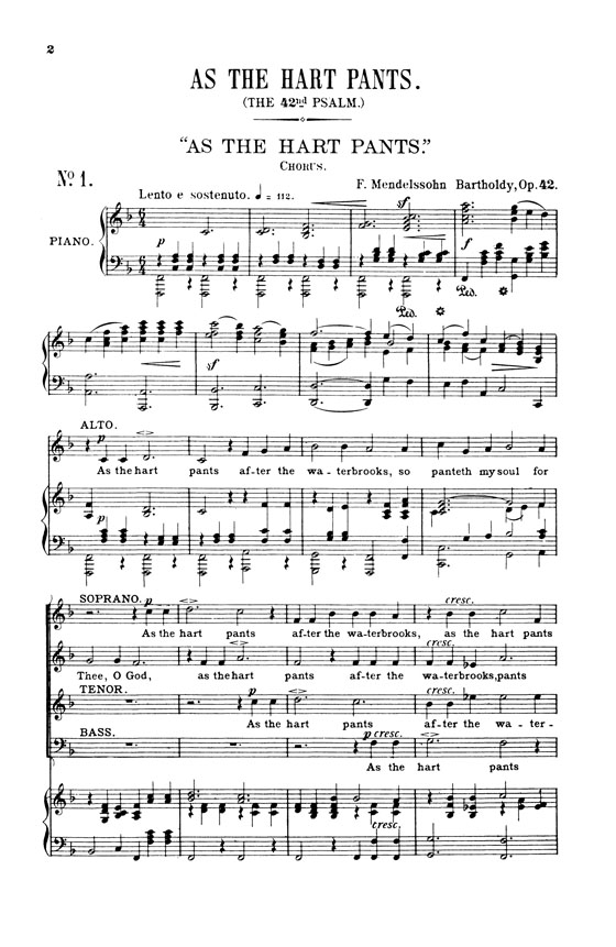 Mendelssohn【Psalm 42－As the Hart Pants】for Soprano Solo, Chorus and Orchestra with English text , Choral Score