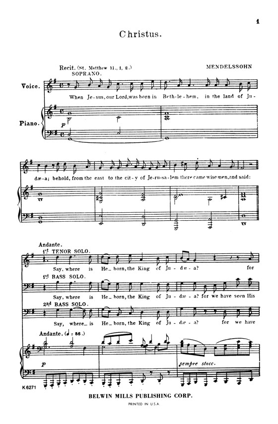 Mendelssohn【Christus】for Soprano and Tenor Soli, Chorus and Orchestra with English text , Vocal Score Mendelssohn【Christus】for Soprano and Tenor Soli, Chorus and Orchestra with English text , Vocal Score