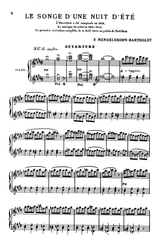 Mendelssohn【A Midsummer Night's Dream】for Soli, Chorus and Orchestra with French and English text , Vocal Score