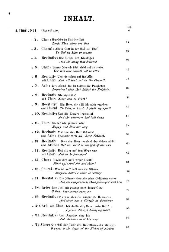 Mendelssohn【Saint Paul－An Oratorio】for Soli, Chorus and Orchestra with German and English text , Choral Score