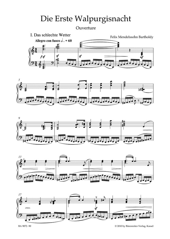 Mendelssohn Bartholdy【Die erste Walpurgisnacht／The First Walpurgis Night , Op. 60】Klavierauszug , Vocal Score
