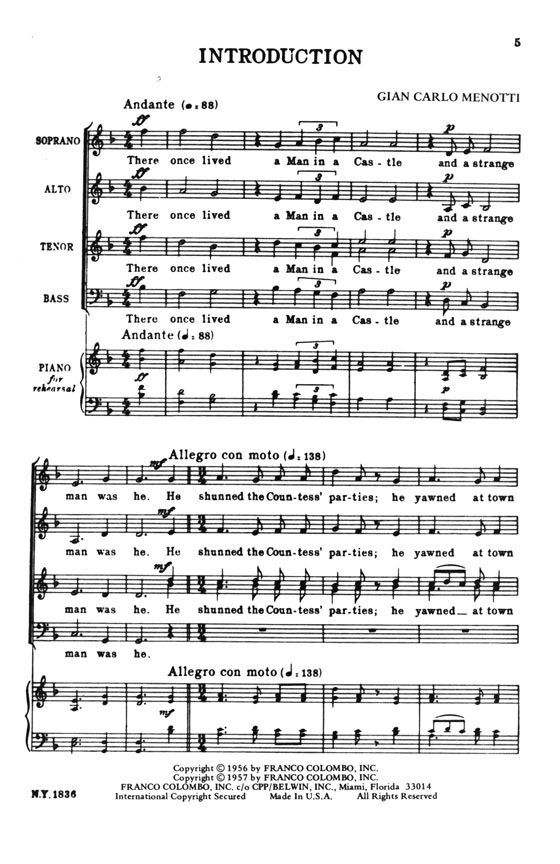 Gian Carlo Menotti【The Unicorn, The Gorgon and The Manticore】or The Three Sundays of a Poet Gian Carlo Menotti【The Unicorn, The Gorgon and The Manticore】or The Three Sundays of a Poet