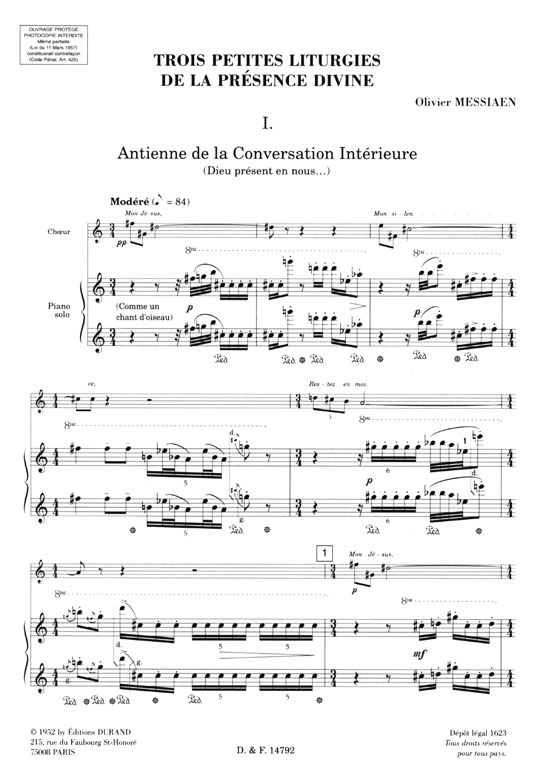 Olivier Messiaen【Trois Petites Liturgies de la Presence Divine】Piano solo