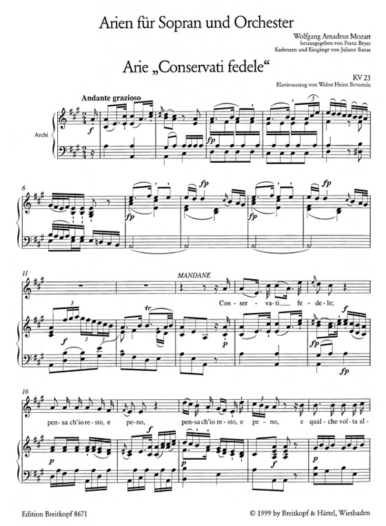 Mozart【Konzert-Arien】für Sopran und Orchester, Band Ⅰ