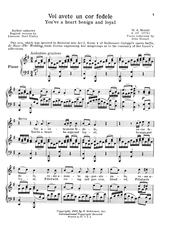 Mozart【Twenty-One Concert Arias】for Soprano in Two Volumes , Volume Ⅰ