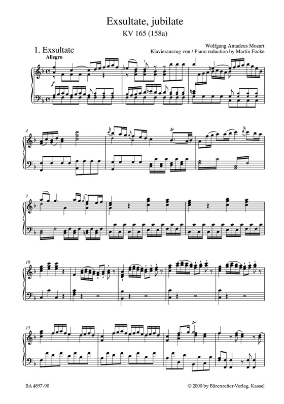 Mozart【Exsultate, jubilate , KV 165(158a)】Klavierauszug , Vocal Score Mozart【Exsultate, jubilate , KV 165(158a)】Klavierauszug , Vocal Score
