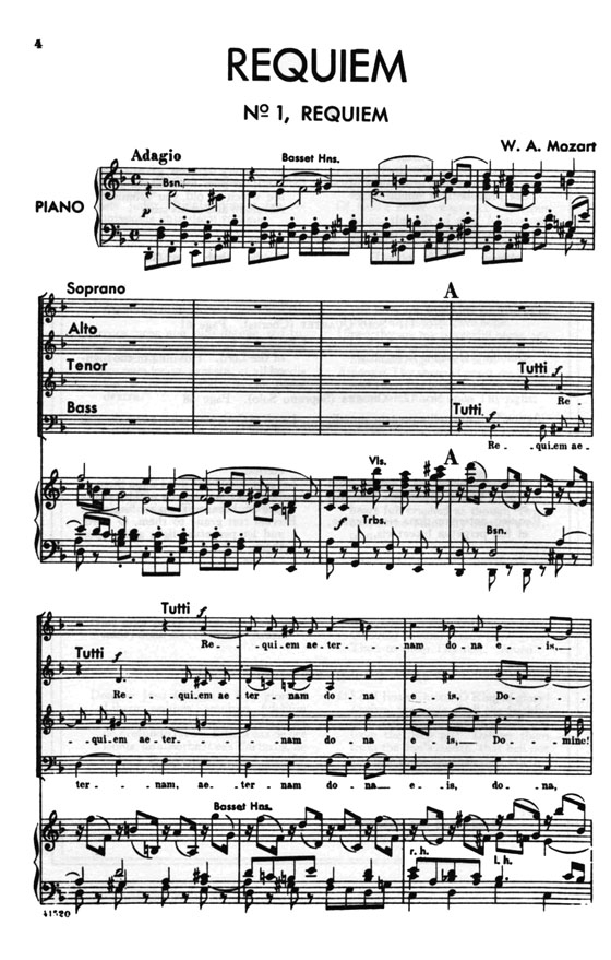 Mozart【Requiem】for Four-Part Chorus of Mixed Voices and Four Solo Voices with Piano Accompaniment