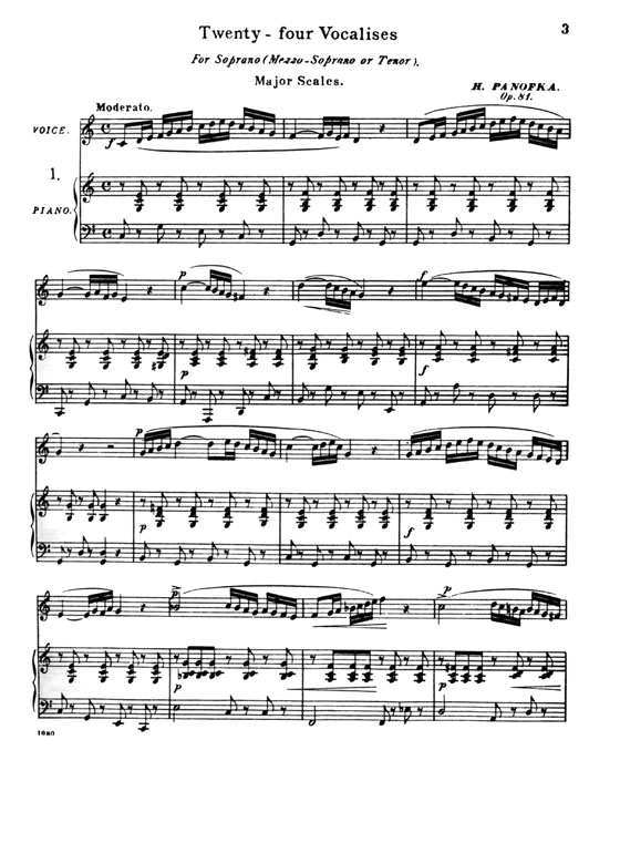 Panofka【The Art of Singing－Twenty-Four Vocalises , Op. 81】For Soprano (M.-Soprano or Tenor)