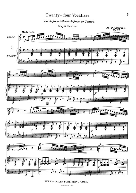 Panofka【The Art of Singing－24 Vocalises , Opus 81】For Soprano, Mezzo-Soprano or Tenor