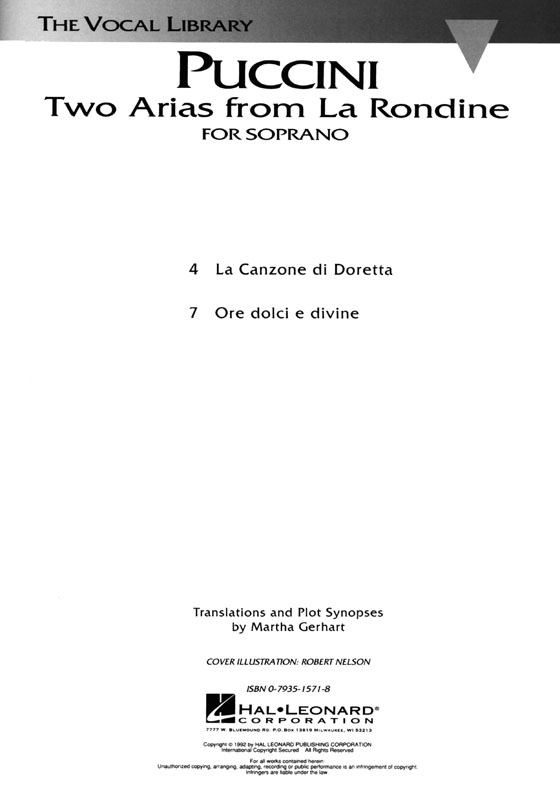 Puccini【Two Arias from La Rondine】for Soprano