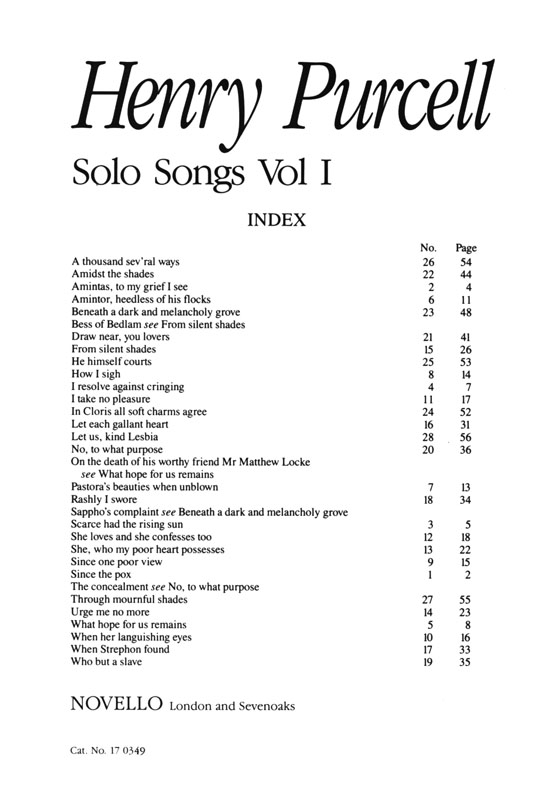 Henry Purcell【Solo Songs】Vol. Ⅰ Henry Purcell【Solo Songs】Vol. Ⅰ