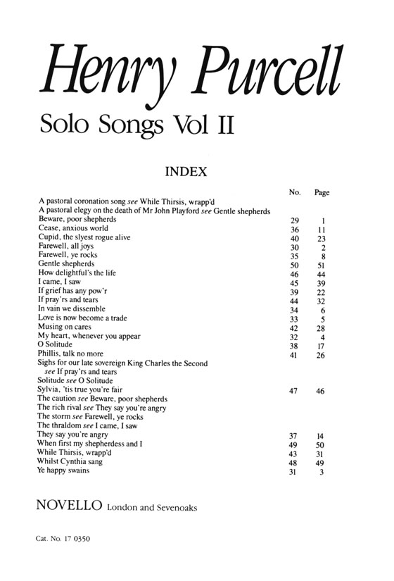 Henry Purcell【Solo Songs】Vol Ⅱ