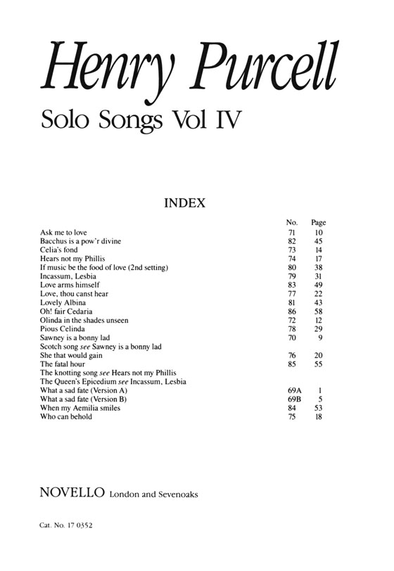 Henry Purcell【Solo Songs】Vol Ⅳ