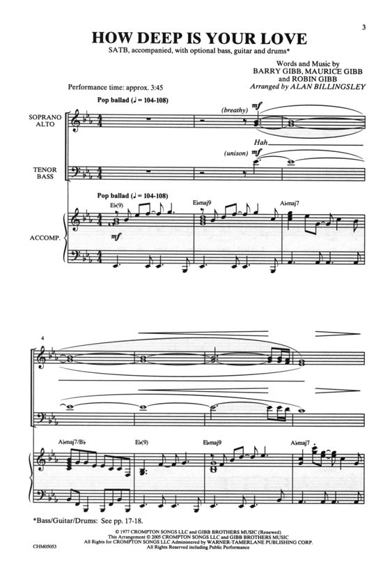【How Deep Is Your Love】SATB 【How Deep Is Your Love】SATB